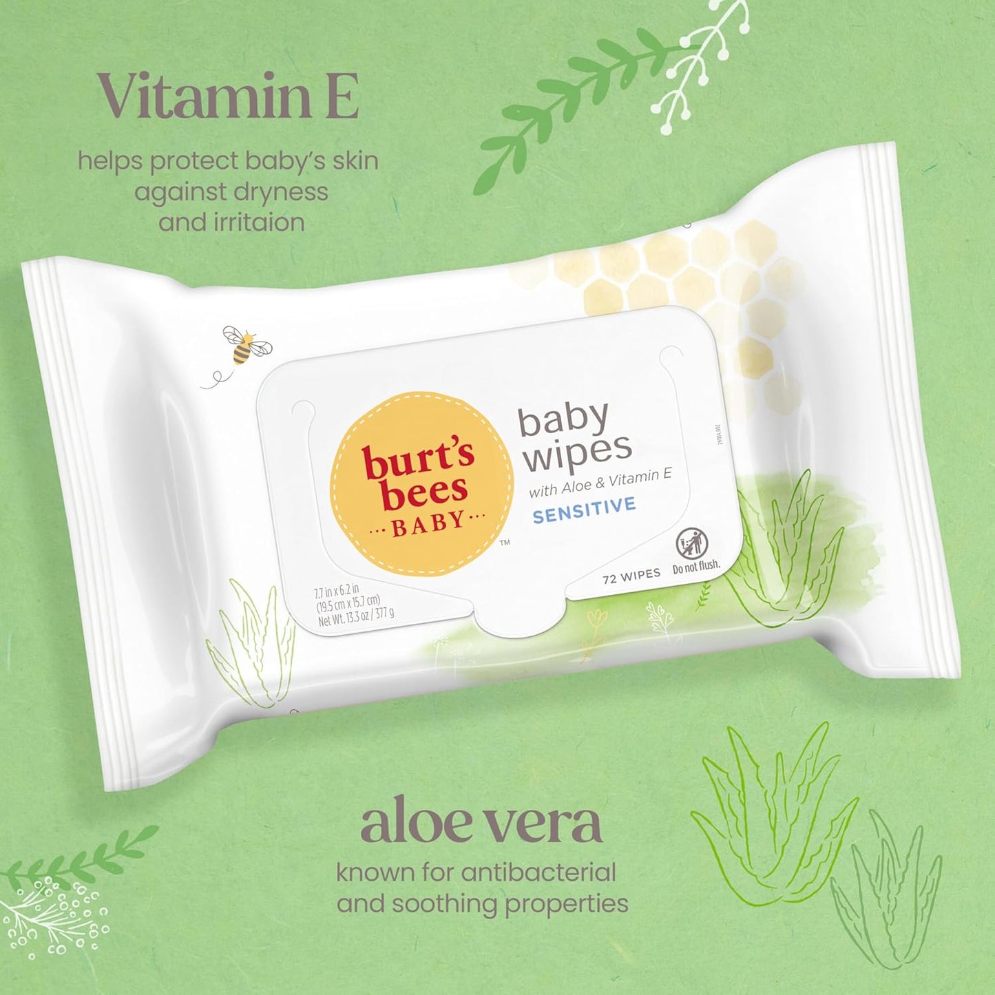 Burt’s Bees Baby Wipes, 72 Wipes – 10 Pack