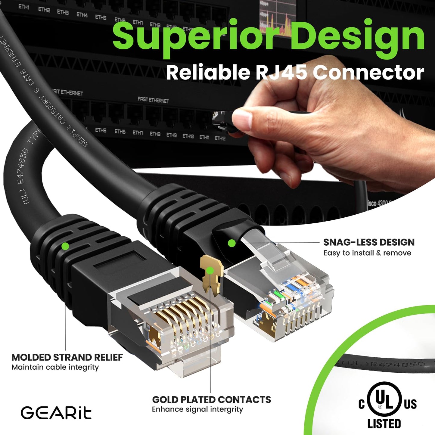 GEARit Cat 6 Ethernet Cable (5-Pack 6 Feet) Cat6 Network Patch