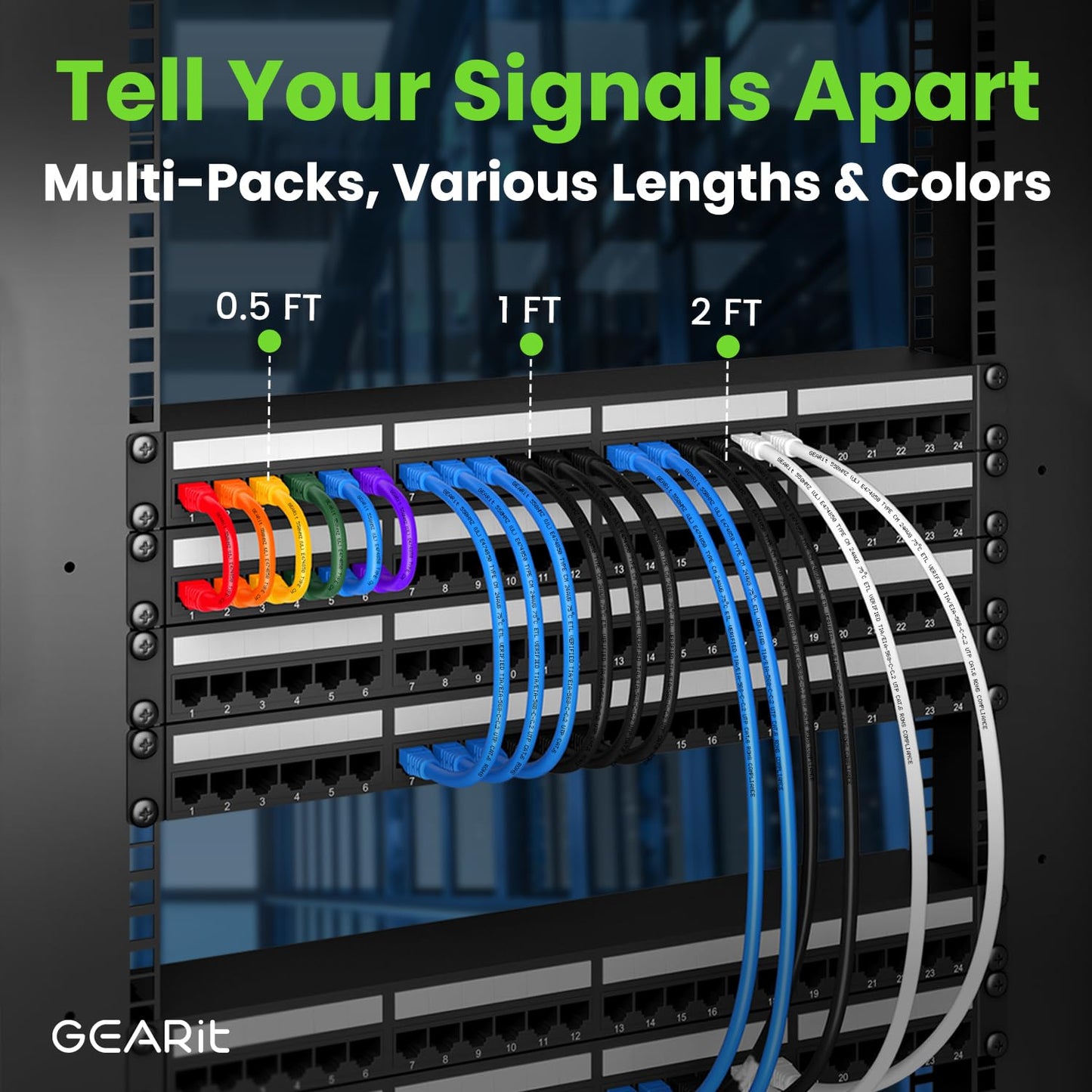 GEARit Cat 6 Ethernet Cable (5-Pack 6 Feet) Cat6 Network Patch