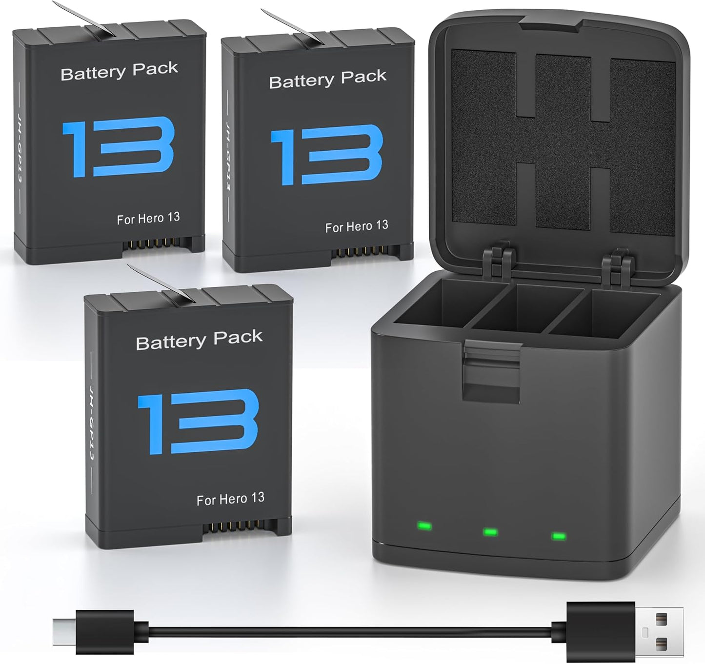 GoPro Hero 13 - 3 Pack Batteries and 3-Channel Battery Charger Station
