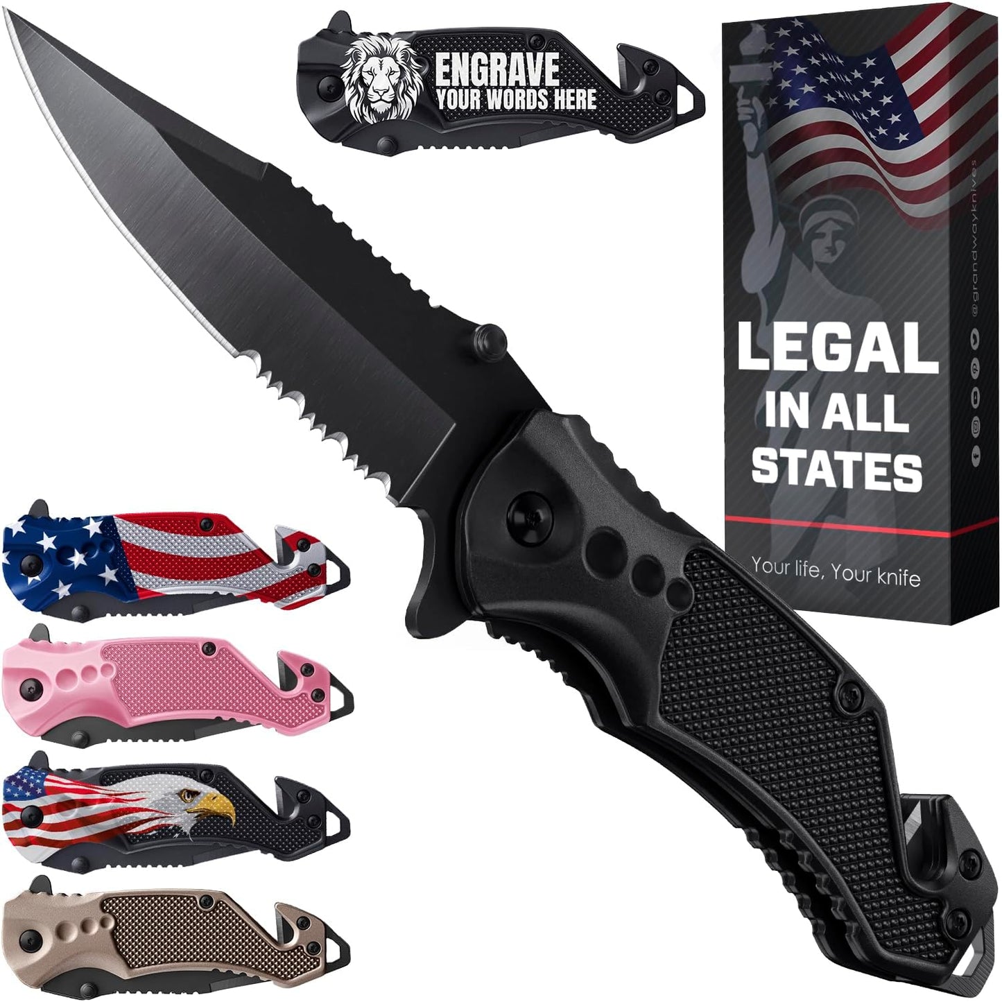 Pocket Knife with 2.95” Serrated Blade