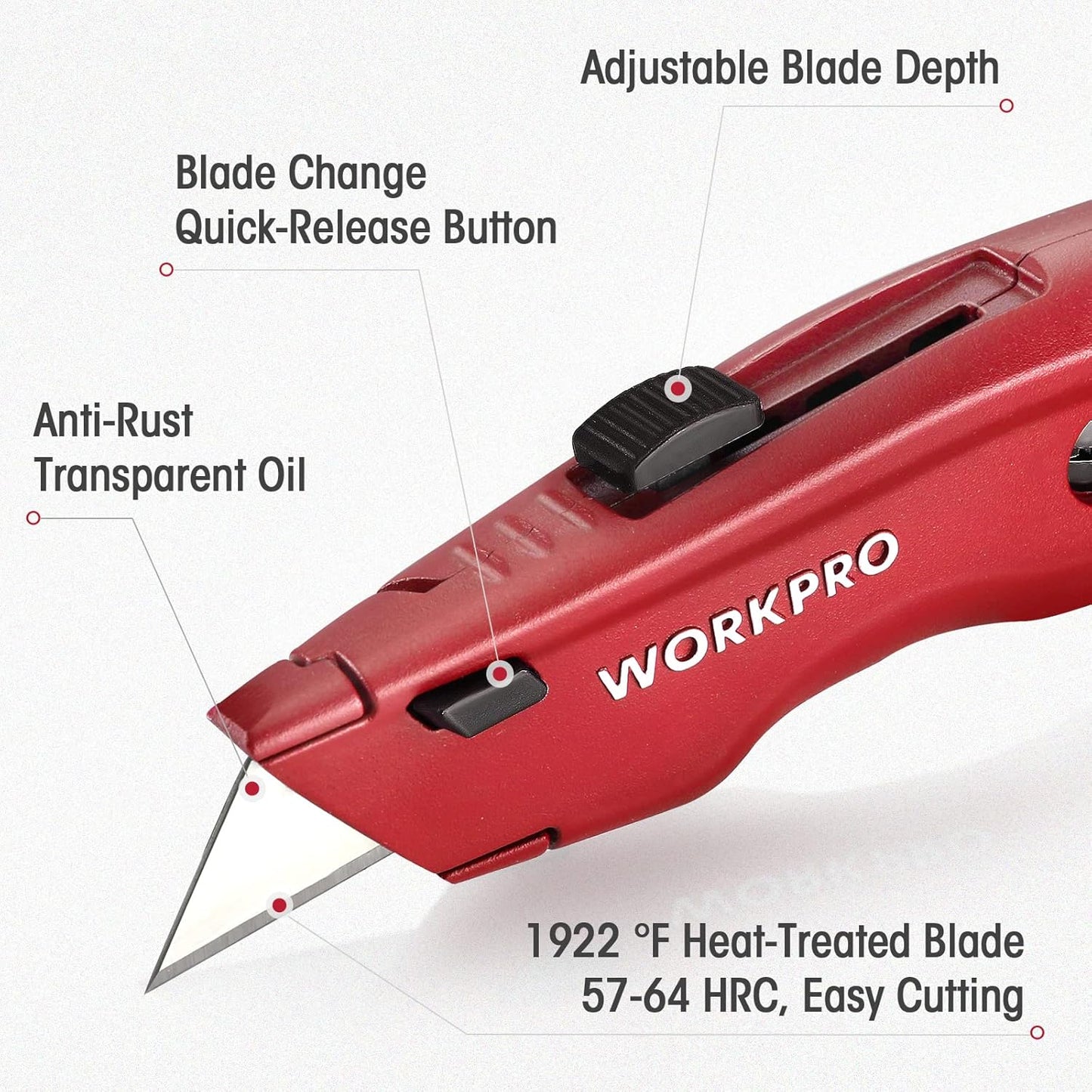 WORKPRO Premium Utility Knife, with 10 Extra Blades