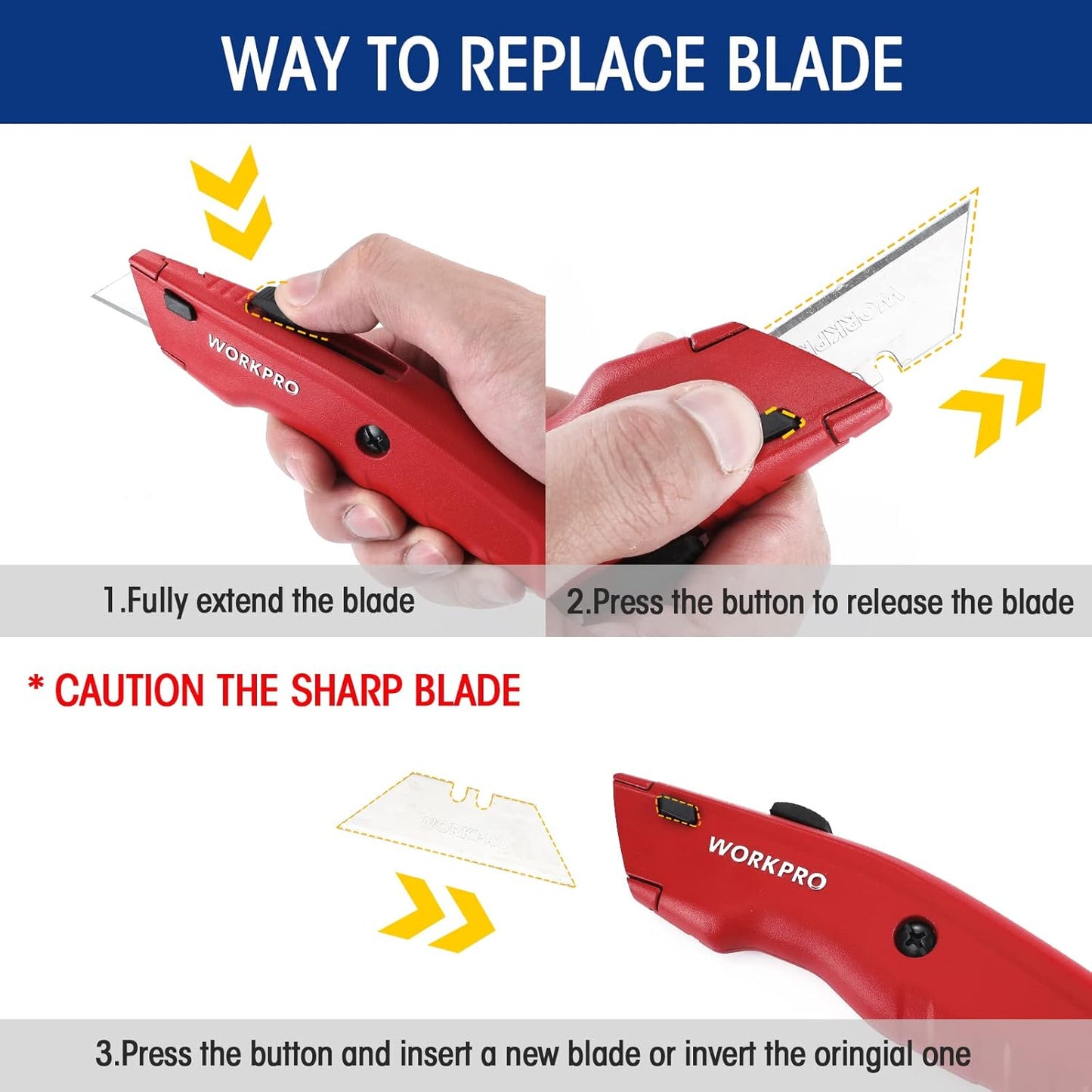 WORKPRO Premium Utility Knife, with 10 Extra Blades